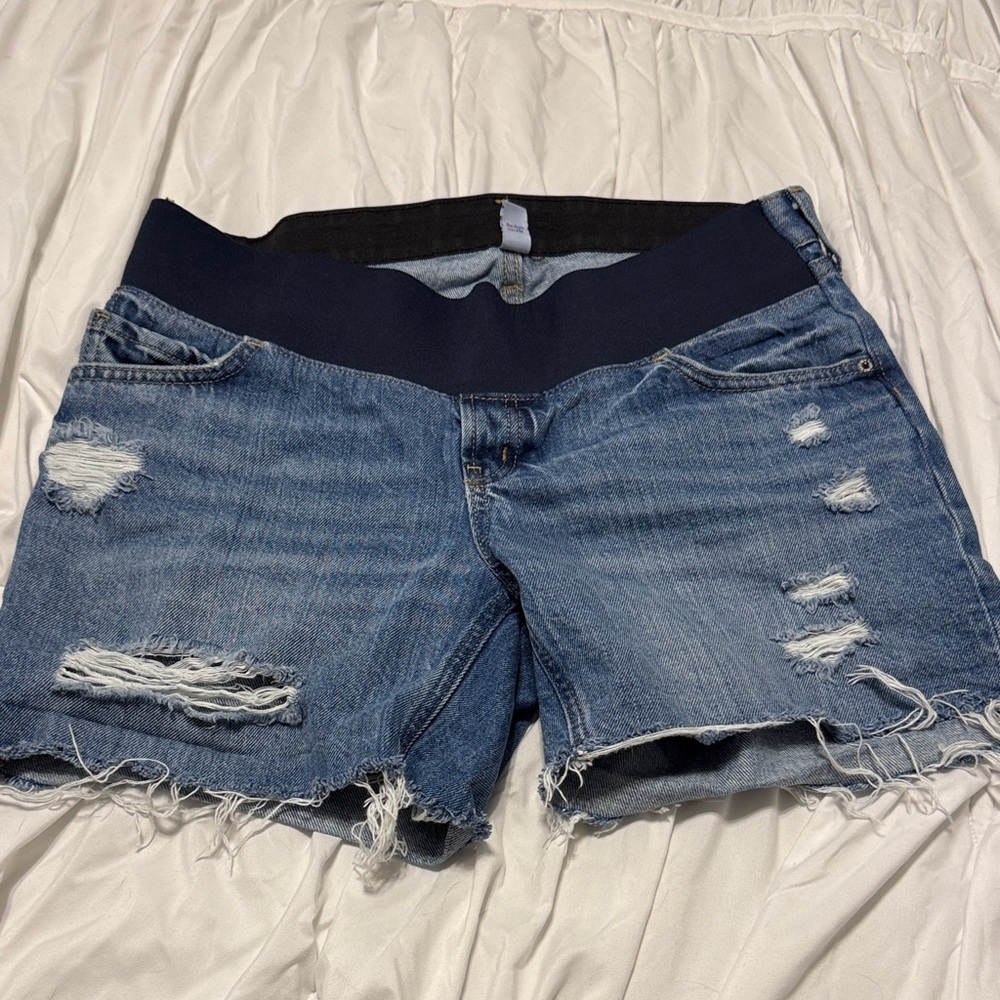 Blue Denim Women's maternity Shorts